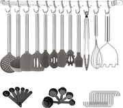 Set di accessori da cucina, 38 pezzi in silicone con contenitore per posate, set di cucchiai e spatole, ausilio per la cucina con rivestimento antitartamento, idoneo per lavastoviglie