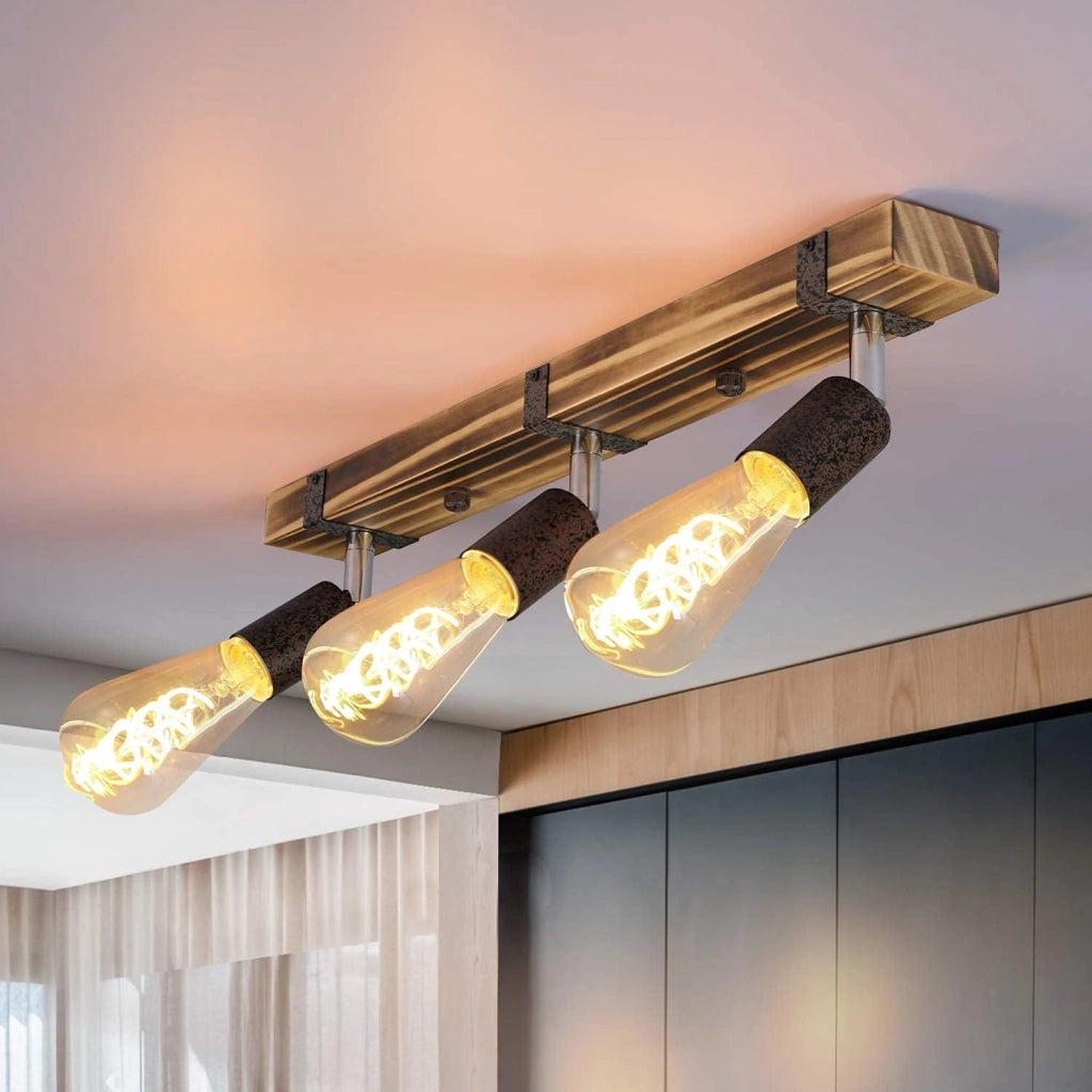 ZMH Faretto da soffitto legno retrò E27 25W rotazione 360° per cucine corridoi ristoranti