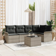 Set divano da giardino con cuscini grigio polyrattan