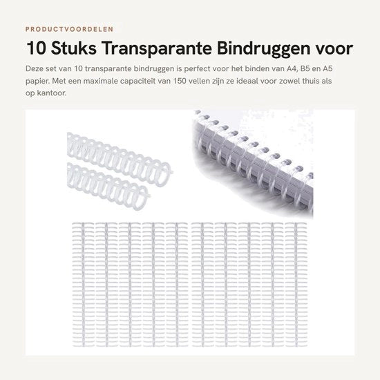 Bindruggen in plastica - 30 anelli - 19 mm di diametro - 150 kg di capacità - Auto tagliante - Adatto per carta A4/B5/A5 - Inserzione in cassetta