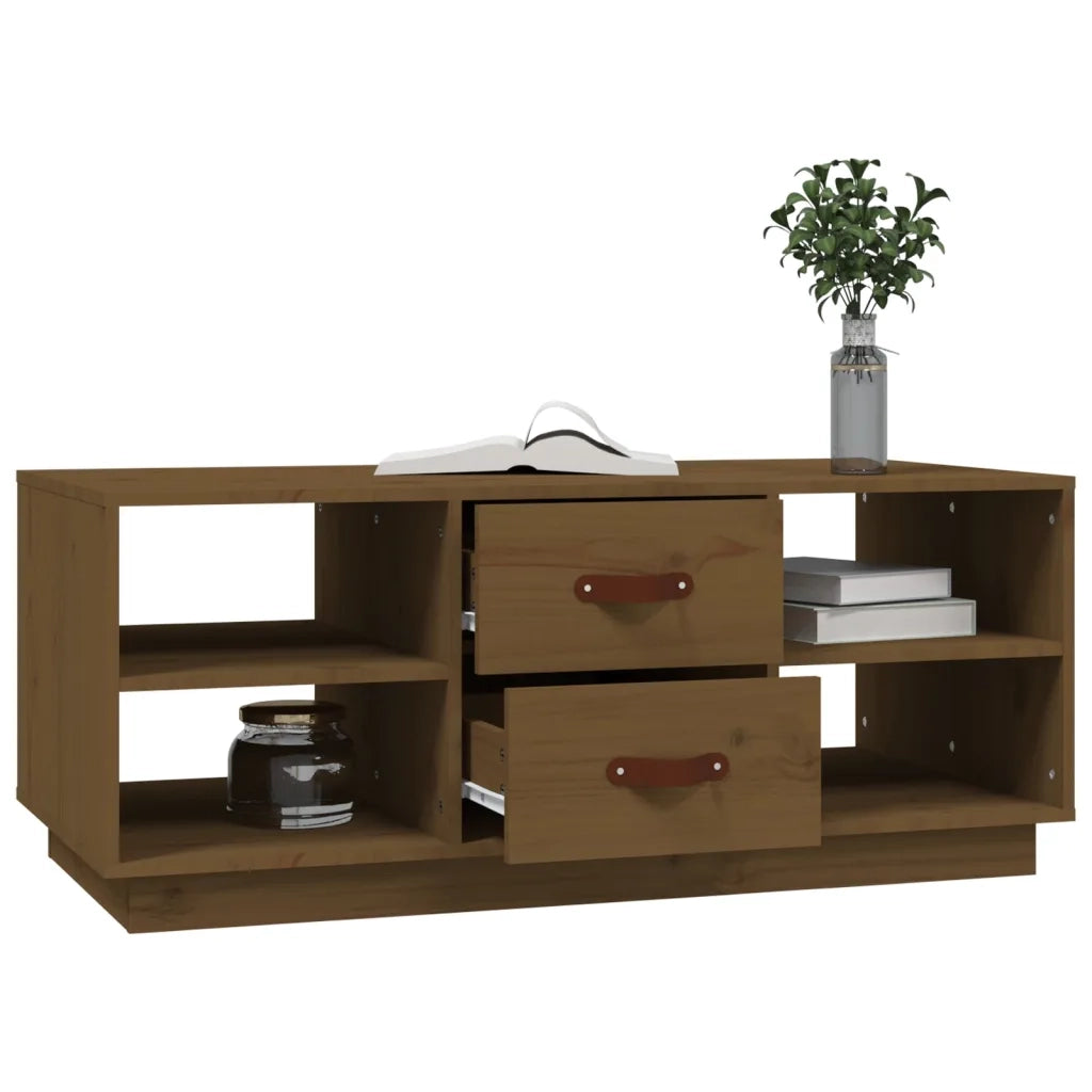 Tavolino da Salotto ambra 100x50x41cm in Legno Massello di Pino 818273