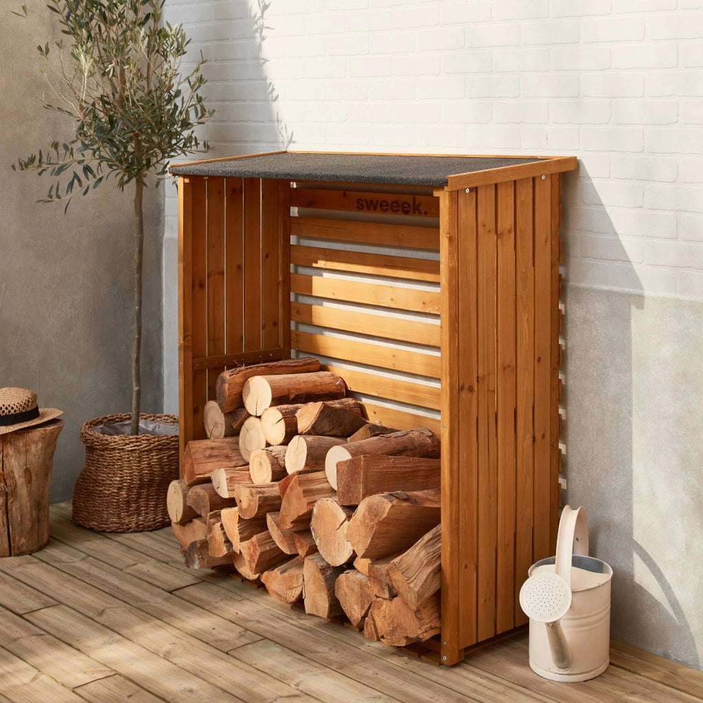 Set 2 portalegna in legno di abete, marrone naturale