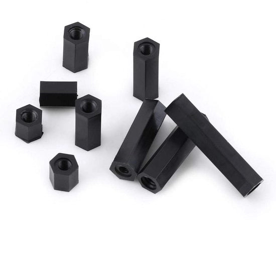 100 pezzi di spaziatore a schermo a dado M3 femmina x M3 femmina a dado hexagonale in PA66