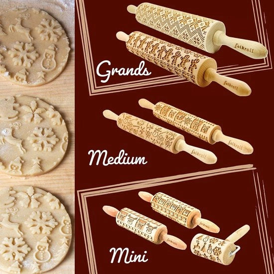 Decorativa rotella per impasto con 2 maniglie - Gravatura alsaziana - Tradizionale oca Breetzel - Kouglof alsaziano - Legno di betulla - 370 x 45 x 45 mm