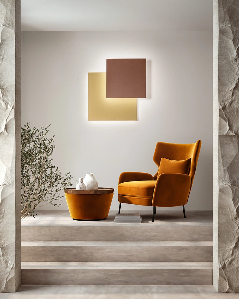 Applique a parete LED orientabile Oro/Marrone Metallizzato 48W, design moderno in metallo e alluminio con diffusore in acrilico - Perenz