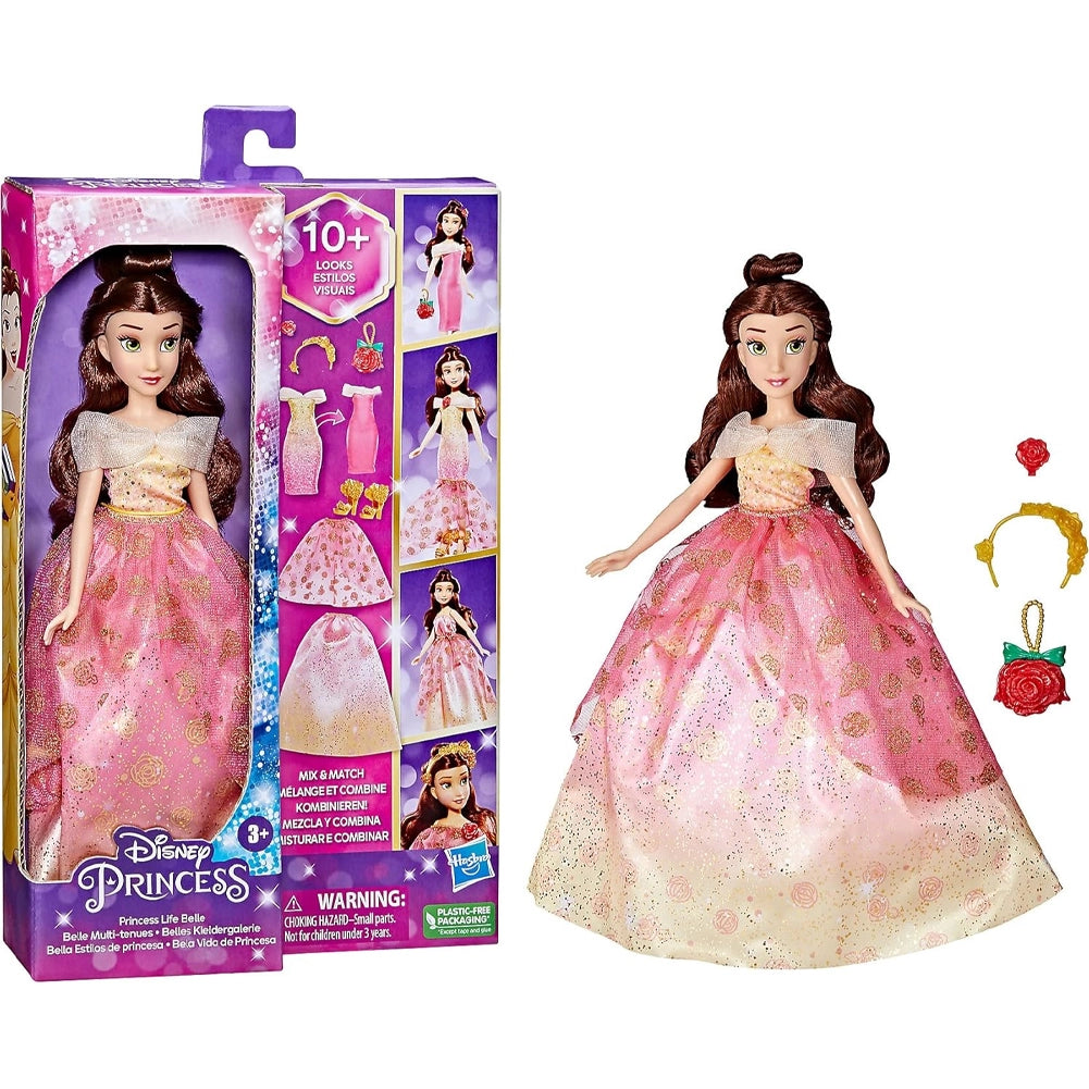 Disney Princess Life Bambola Belle Bella e La Bestia 7 Accessori Idea Regalo