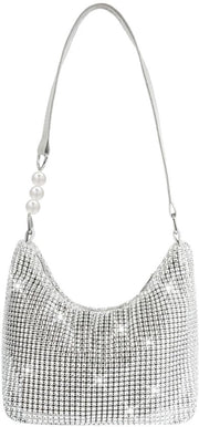 Borsa da sera con glitter, portafoglio con strass, borsa da spalla con glitter per matrimonio, festa e tempo libero (41 * 14 cm)