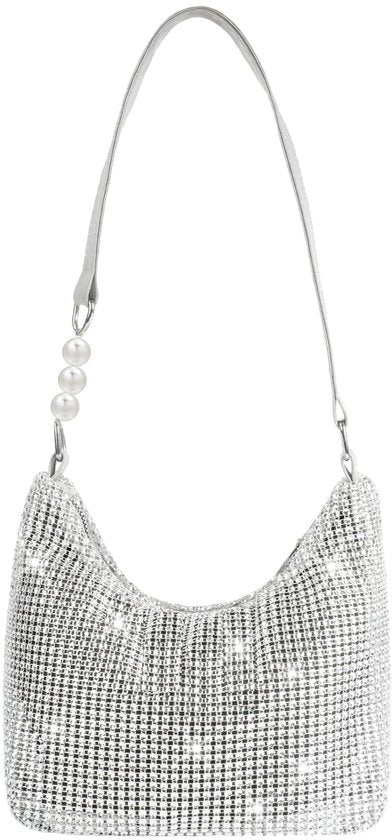 Borsa da sera con glitter, portafoglio con strass, borsa da spalla con glitter per matrimonio, festa e tempo libero (41 * 14 cm)