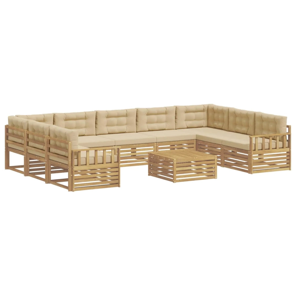 Set di divani da esterno 10 pz Bianco e Beige 3391188