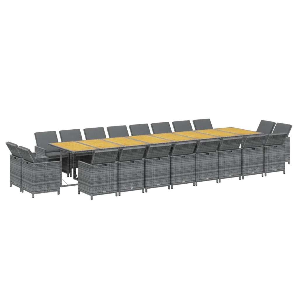 vidaXL Set da Pranzo per Giardino 21 pz con Cuscini Polyrattan Grigio
