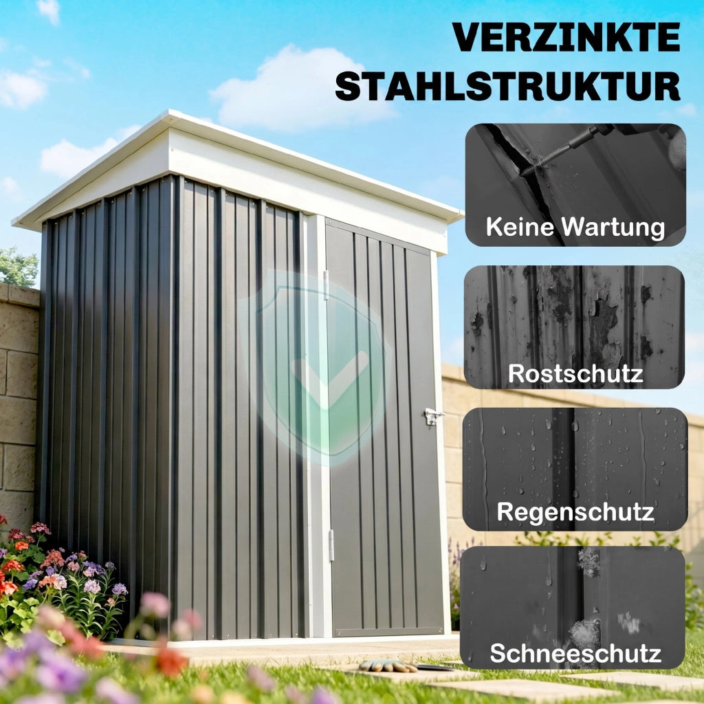 Capanno per attrezzi da giardino in acciaio ondulato ¨C zephmum ¨C colore grigio scuro