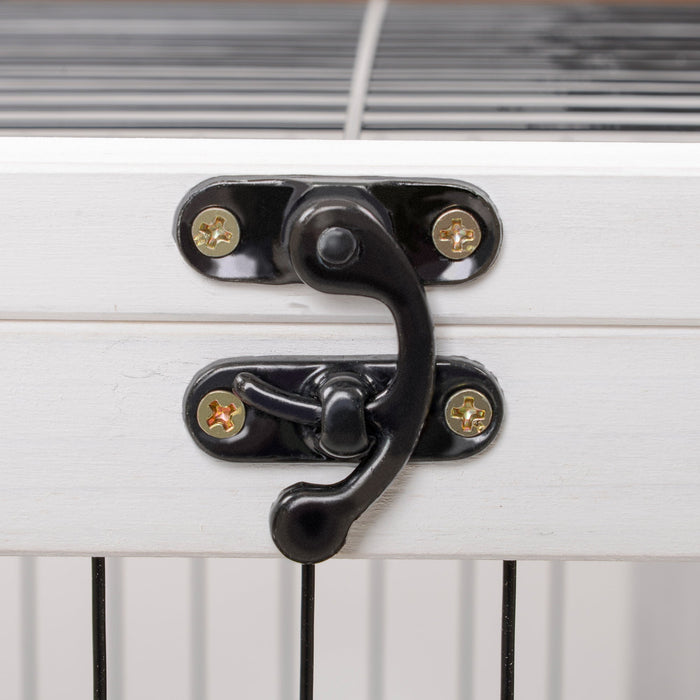 Conigliera 90x53x59 cm Casetta e Rampa in Legno Marrone