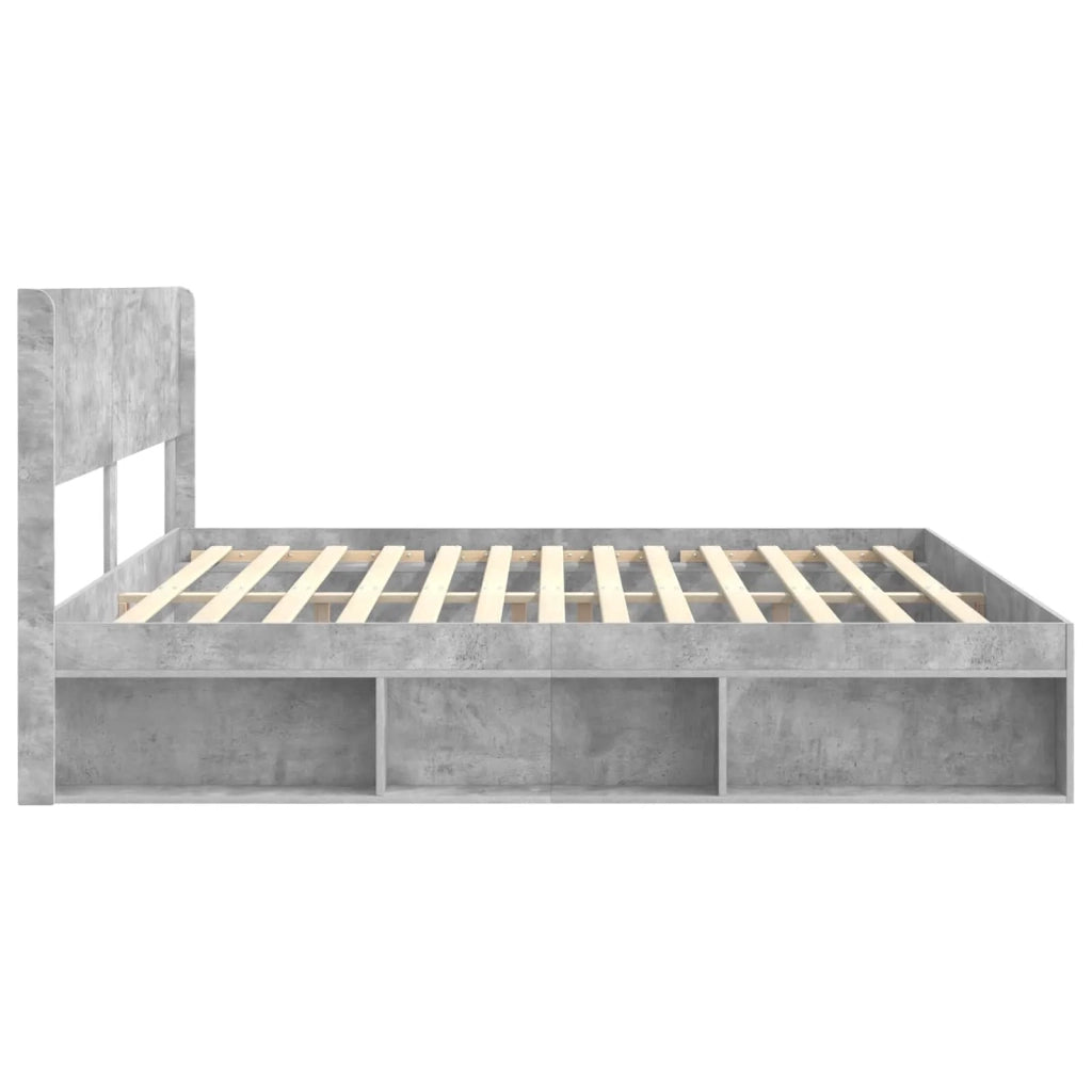 Struttura del letto con stoccaggio e testata-Giroletto con contenitore Grigio Cemento 397093