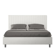 BS COM Letto matrimoniale king size contenitore imbottito 170x200 similpelle bianco