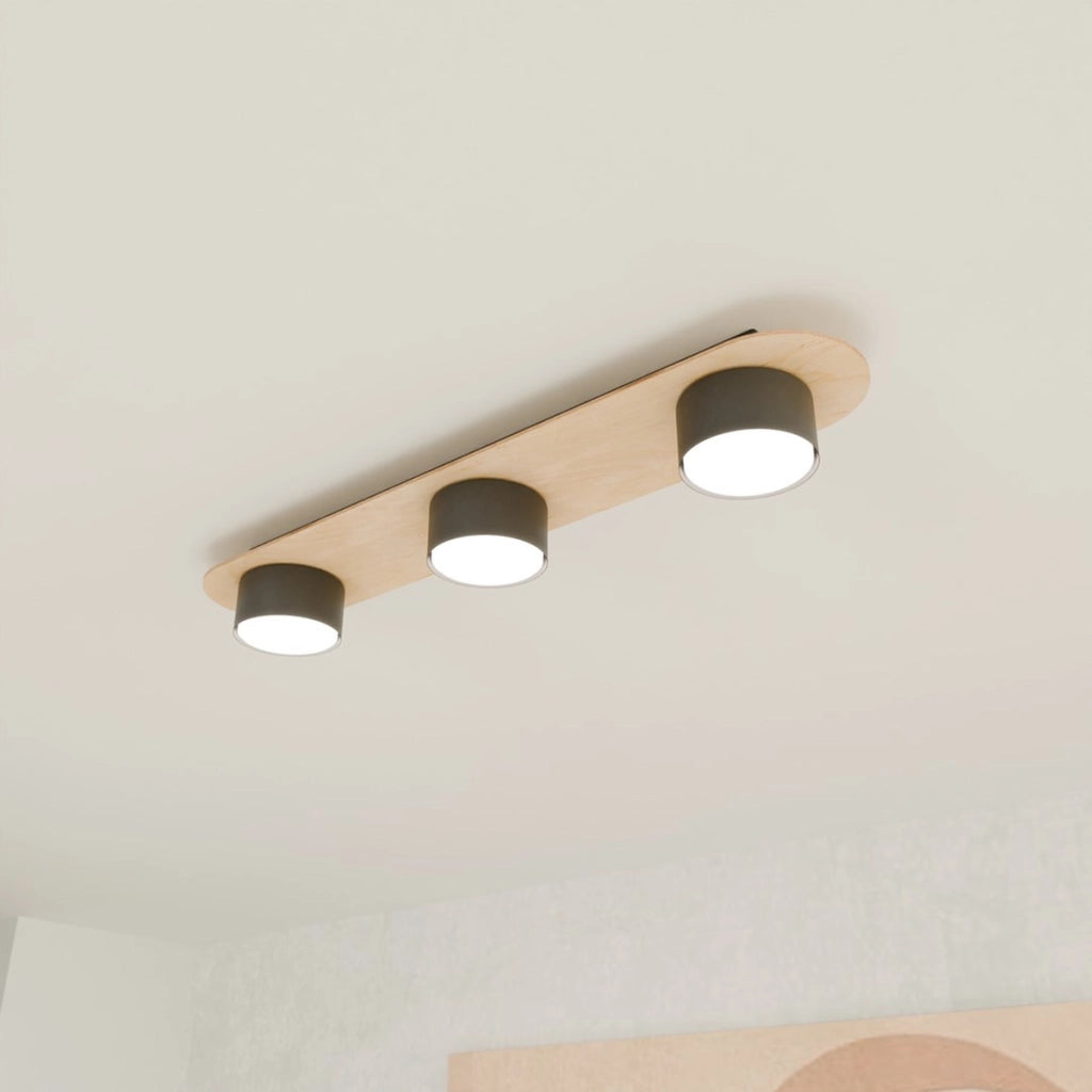 Lampada a sospensione Diaz in acciaio nero opaco e legno