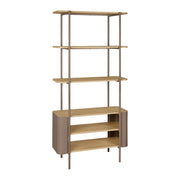 Libreria in metallo curvato e legno a 6 livelli, marrone