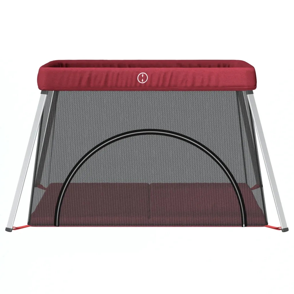 Box per Bambini con Materasso Rosso Tessuto di Lino CFW2698533