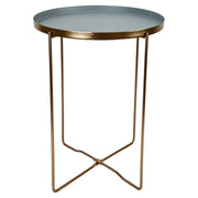 Set di 6 Tavolini Frosty Gambe Oro + Vassoio Grigio ø36xh47 5 Cm