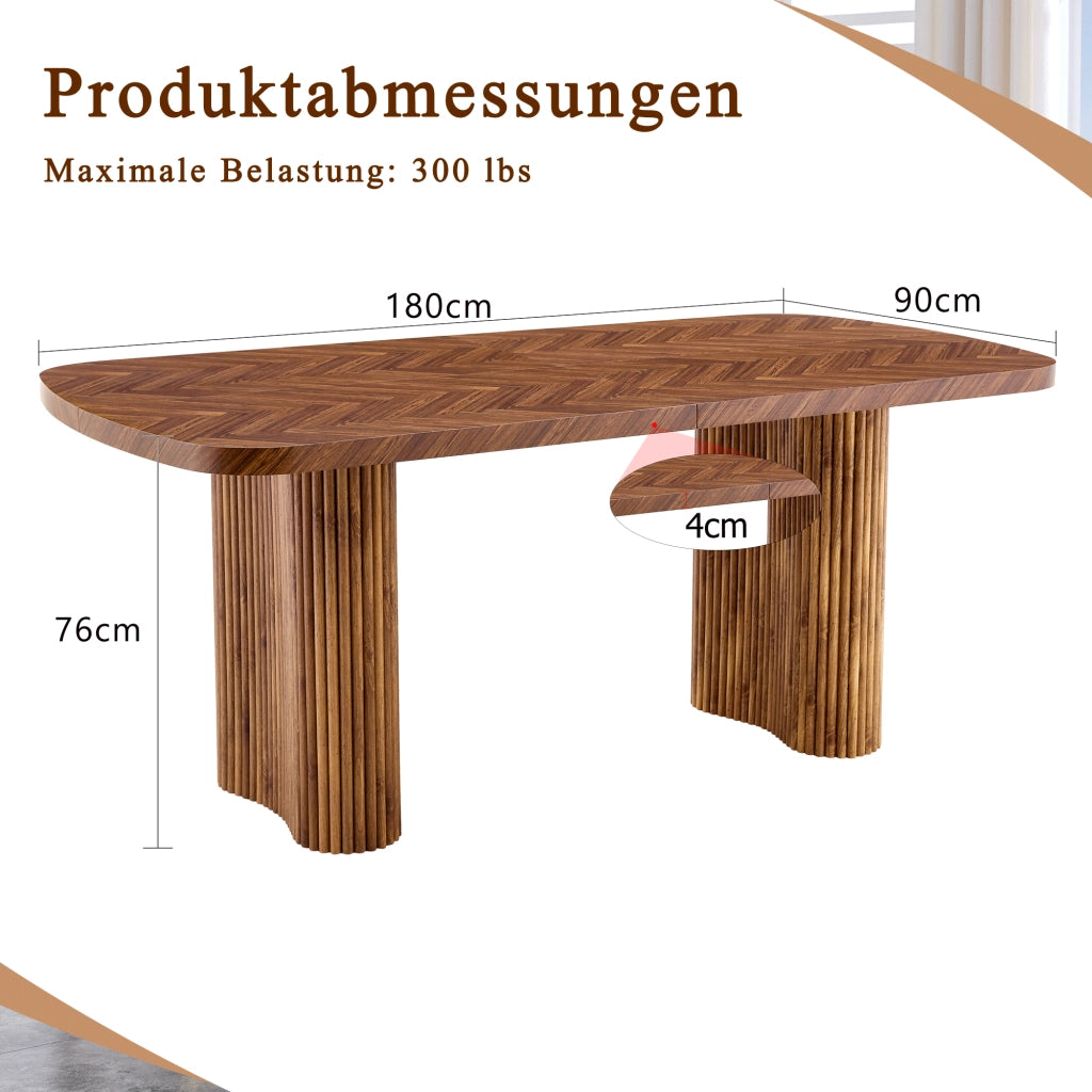 Tavolo da pranzo in MDF con supporto a colonna ad arco, stile moderno, per sala da pranzo e soggiorno, 180 × 90 cm