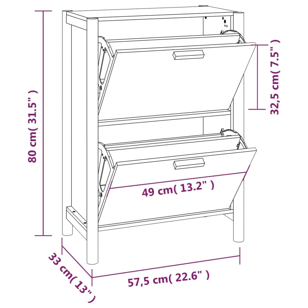 Scarpiera mobile contenitore per scarpe mobile per ingresso/corridoio/soggiorno 57,5 ​​x 33 x 80 cm legno ingegnerizzato bianco 02_0021470