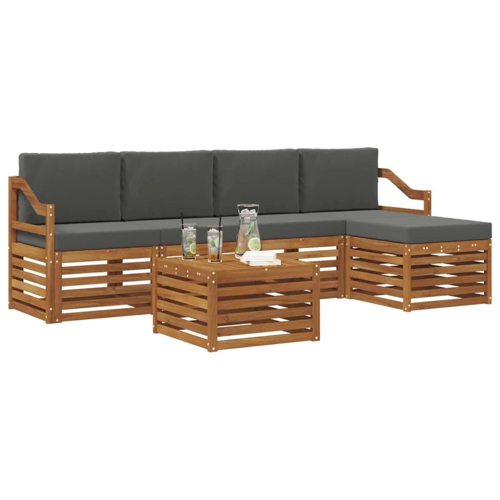 Set di divani da esterno con cuscino 6 pcs Naturale e Antracite 3374707