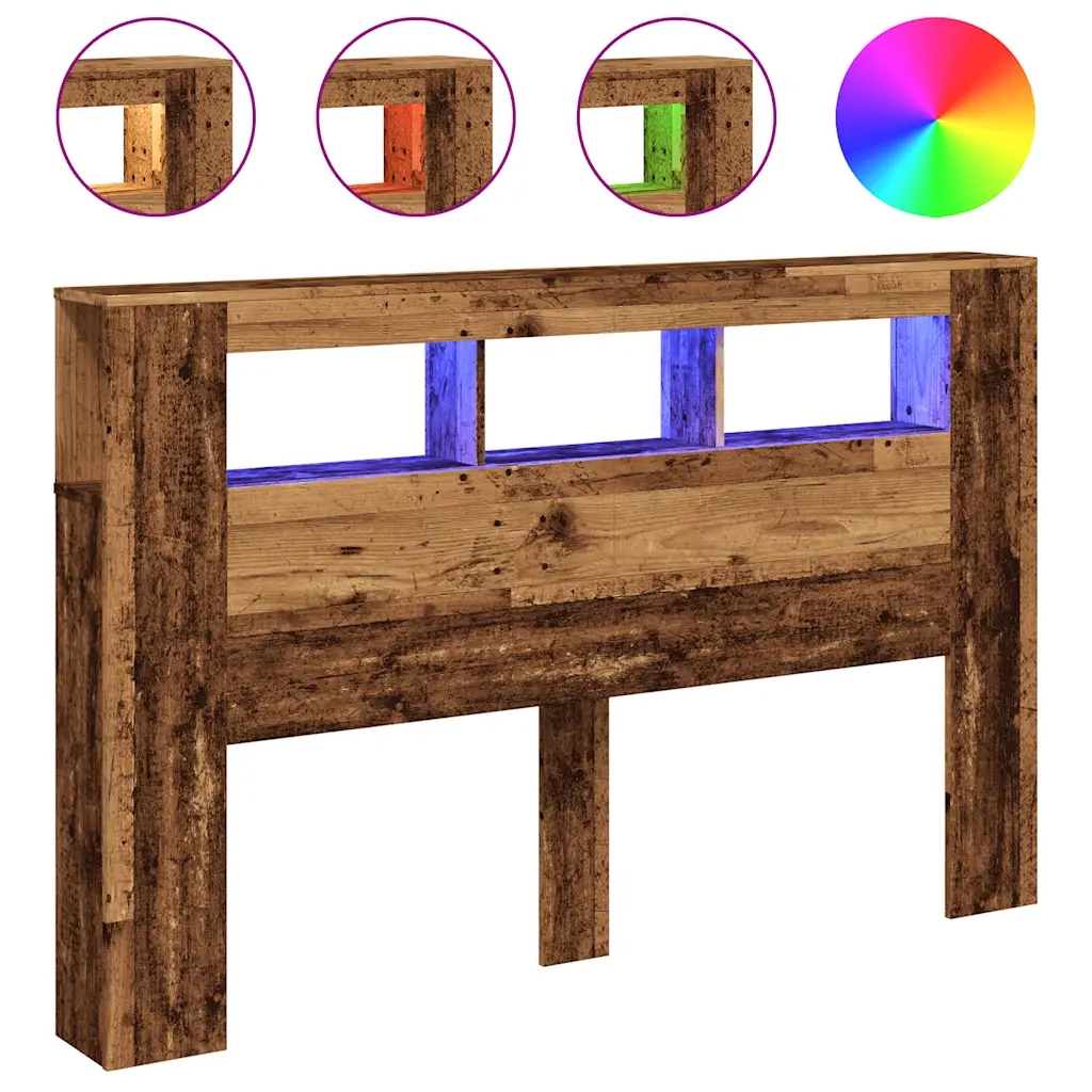 Testiera LED Legno Antico 160x18,5x103,5 cm Legno Multistrato