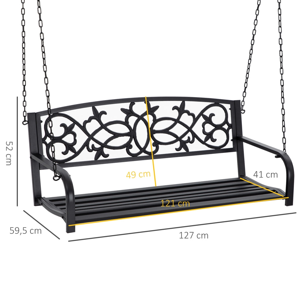 Amaca da giardino per 2 persone con braccioli ¨C zephmum ¨C 127x59,5x52 cm nero