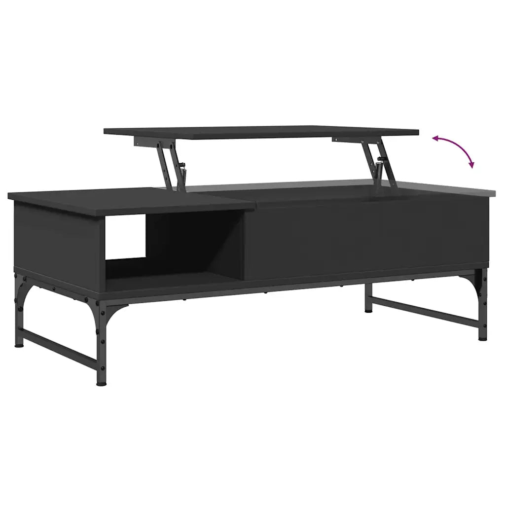 Tavolino Salotto-Tavolino da soggiorno-Tavolo Nero 100x50x35 cm Legno Multistrato e Metallo 917562