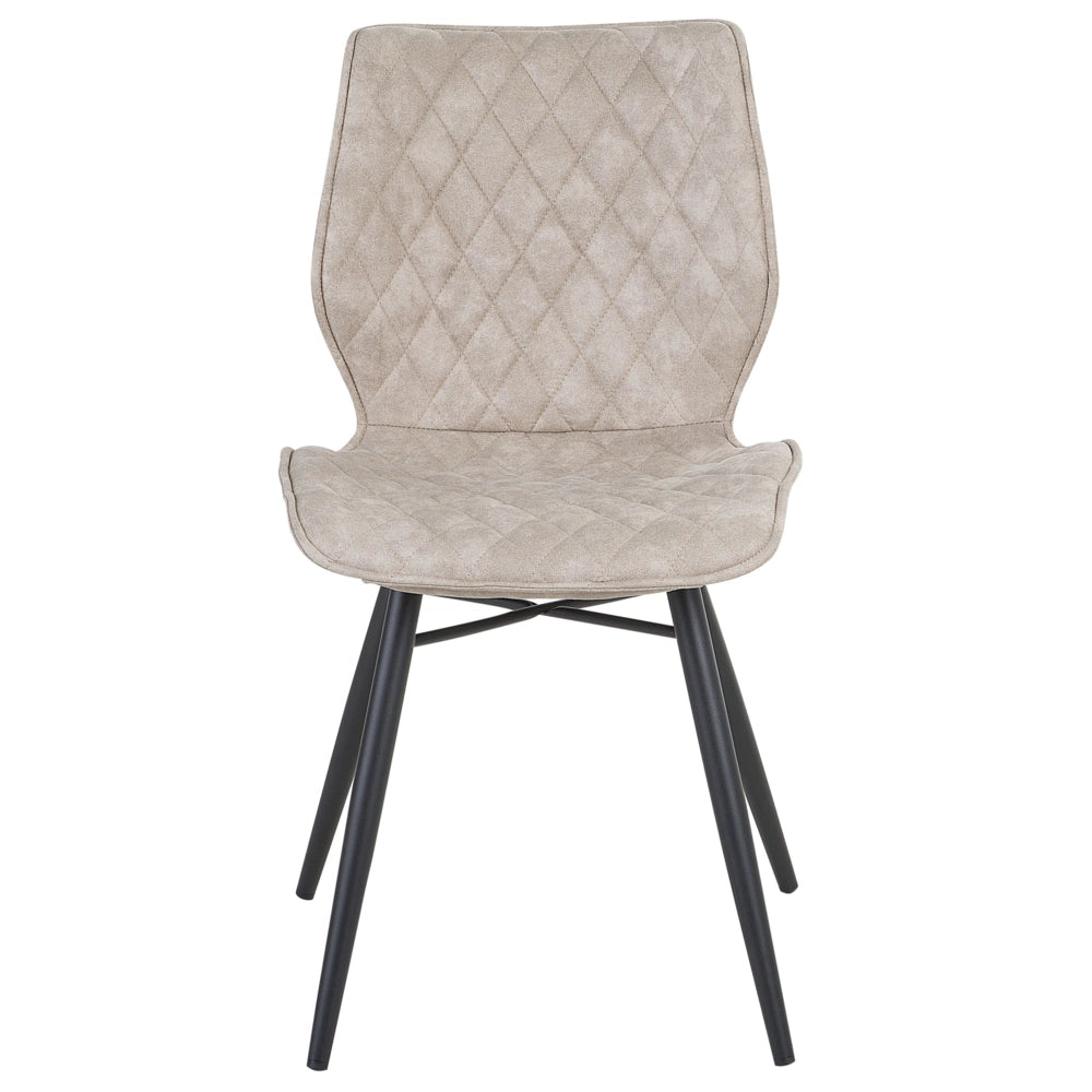 Set di 2 sedie da pranzo rivestimento in tessuto beige gambe in metallo nero stile retrò rustico
