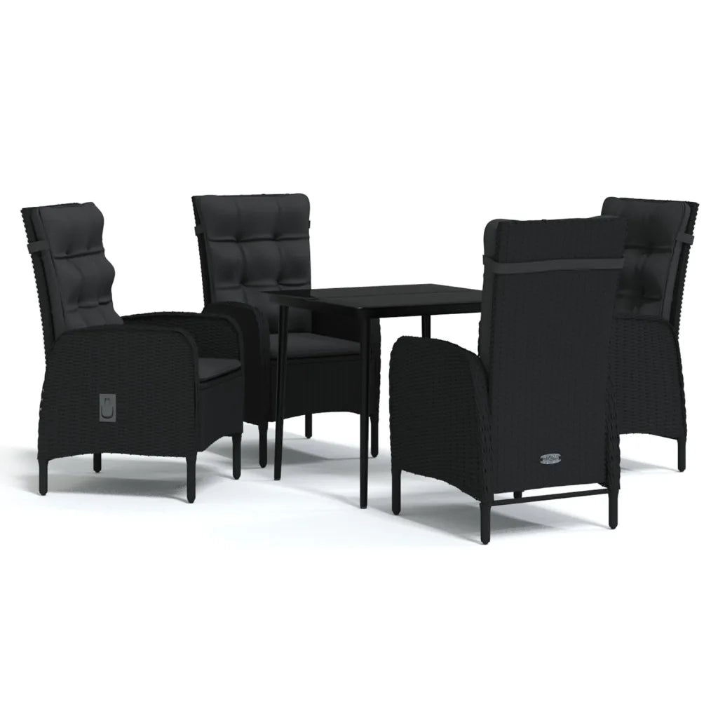 Set da Pranzo per Giardino 5 pz con Cuscini Nero cod mxl 40981