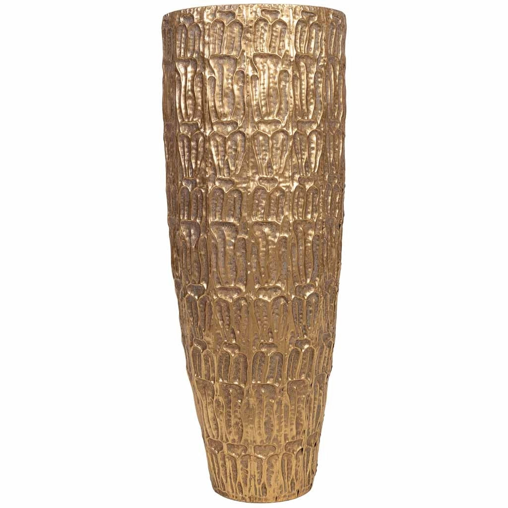 Vaso da fiori in metallo dorato 36x36x90h cm