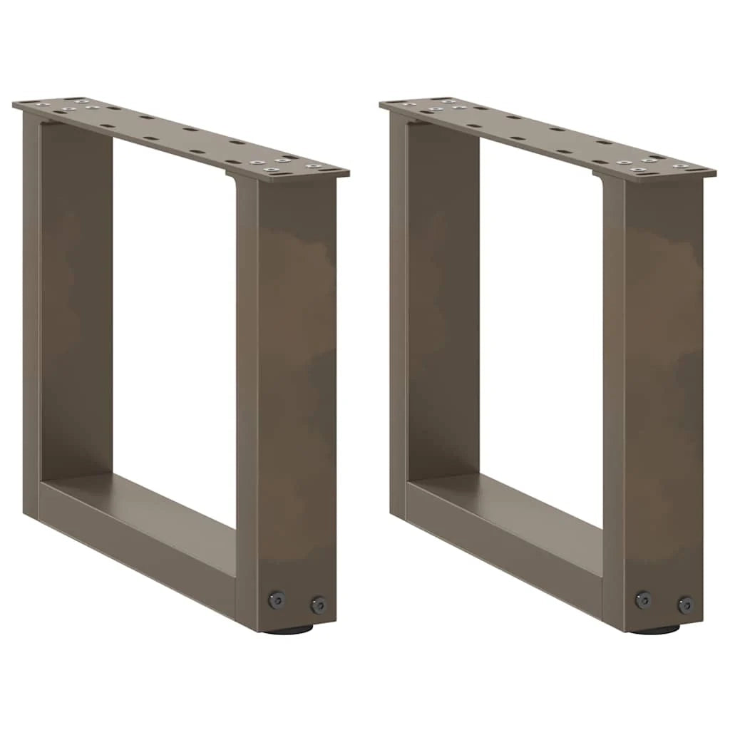Set di 2 gambe per tavolino da caffè a forma di U con piedini regolabili 40 x 30 cm design moderno in acciaio naturale 02_0057375