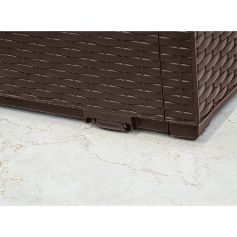 Baule da Esterno Capri 350L  con Ruote e Seduta - Effetto Rattan Marrone - Keter