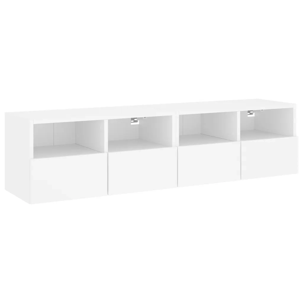 Mobili TV a Parete 2pz Bianchi 60x30x30 cm in Legno Multistrato 836855