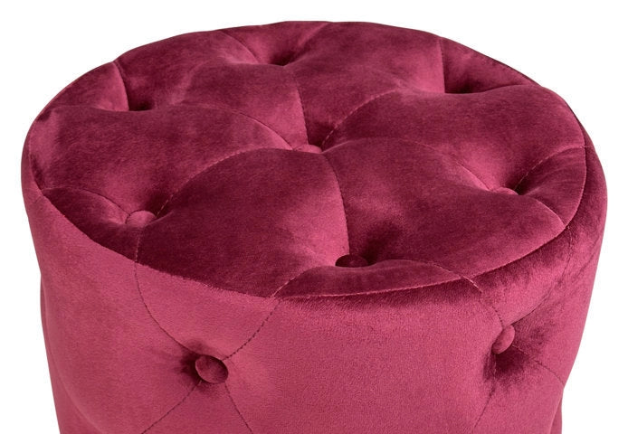 Pouf in velluto capitonné bordeaux, poggiapiedi - Honey - PO21HO