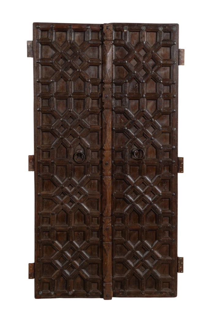Biscottini Porta portone in legno massello e ferro da interno o da esterno vecchia e antica medievale scorrevole