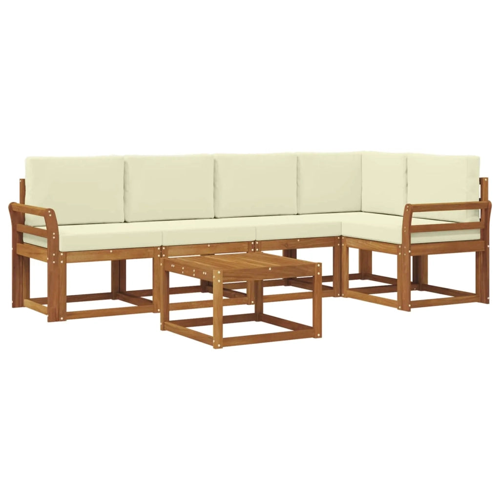 Set di divani da esterno con cuscino 6 pcs Naturale e Crema