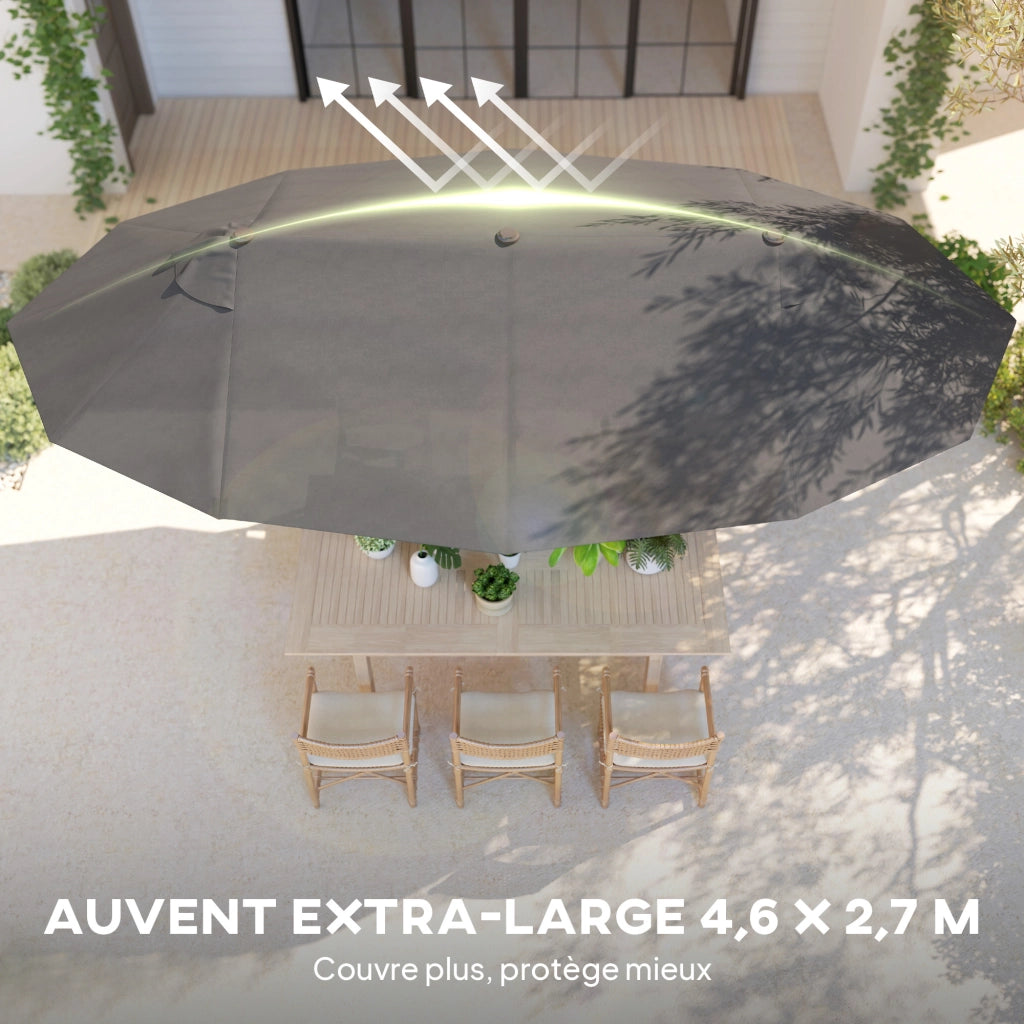 Ombrellone da giardino XXL con base a croce ¨C zephmum ¨C grigio 460x270x240 cm
