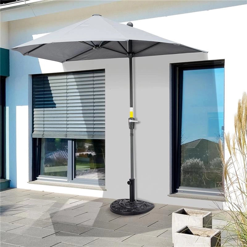 BASE PER OMBRELLONE A MEZZALUNA DA 3.8 E 4.8 MM IN RESINA CON MANOVELLA 50X31X32 CM NERO