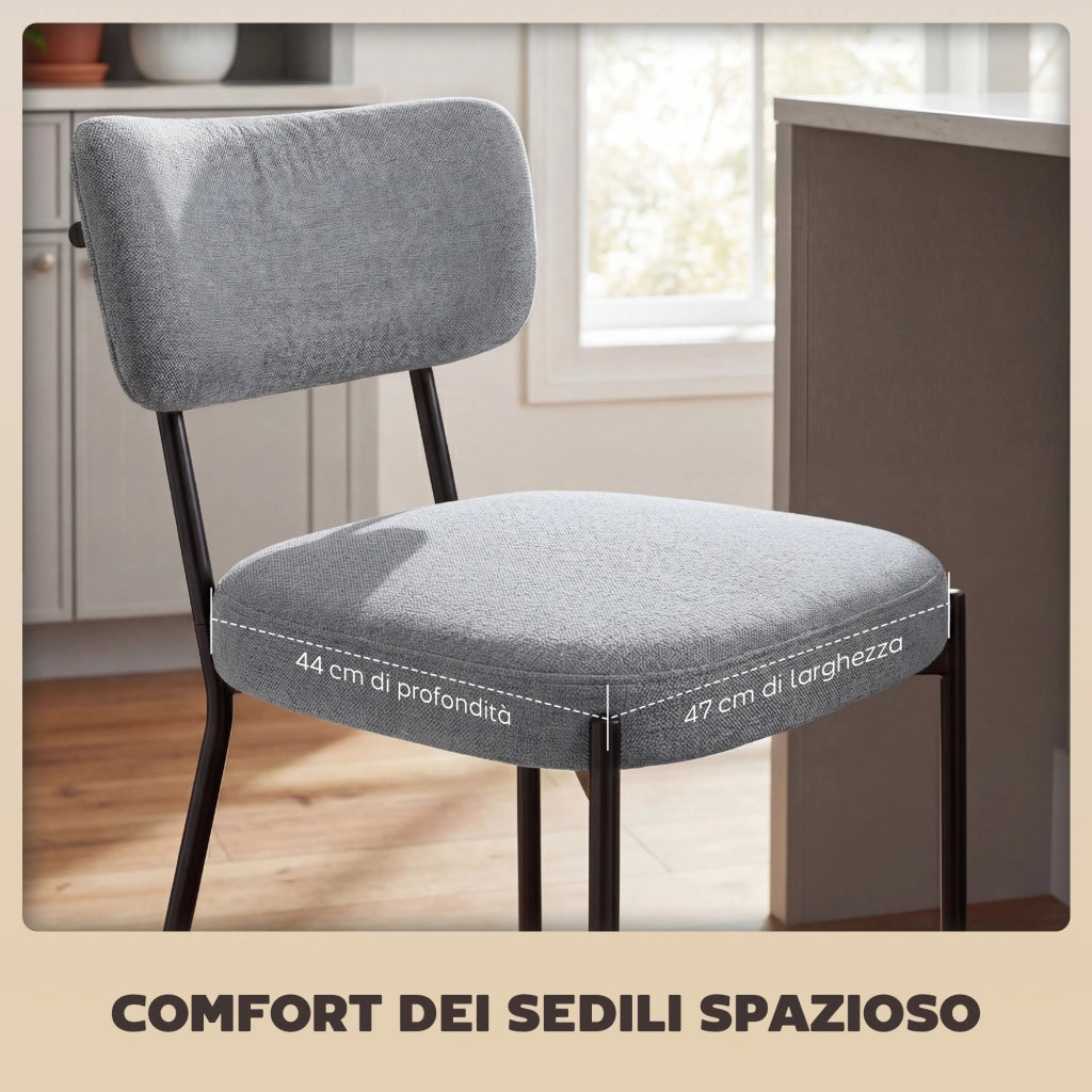 Sgabelli da Bar con Schienale ¨C zephmum ¨C Grigio Chiaro Metallo Tessuto