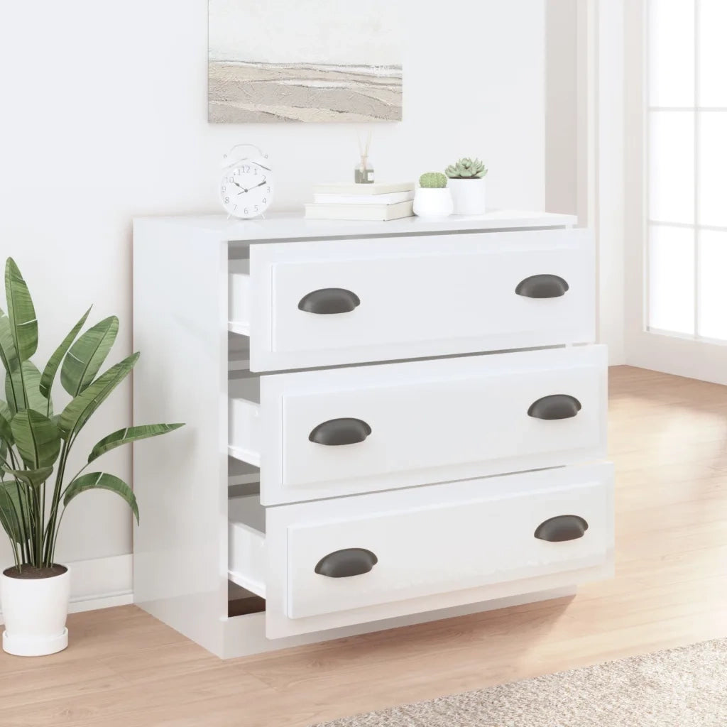 Credenza Bianco Lucido 70x35,5x67,5 cm in Legno Multistrato 816226