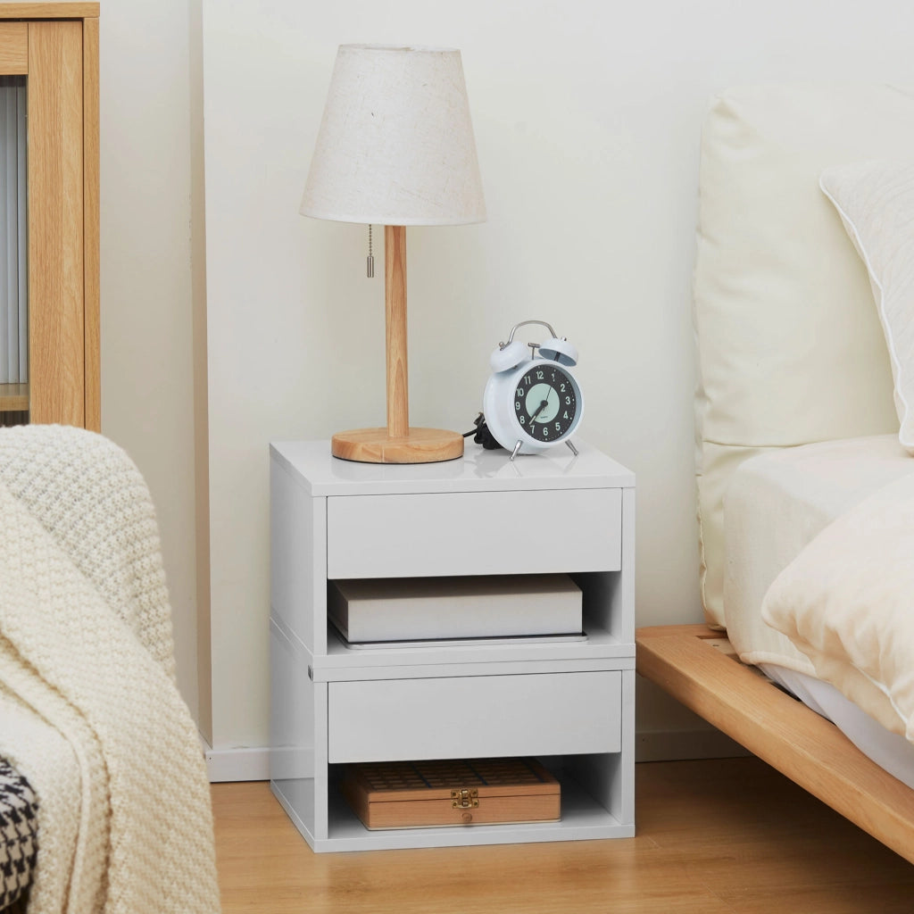 Comodini a Sospensione con Cassetto per Camera da Letto ¨C Zephmum ¨C 37x32x21 cm Bianco