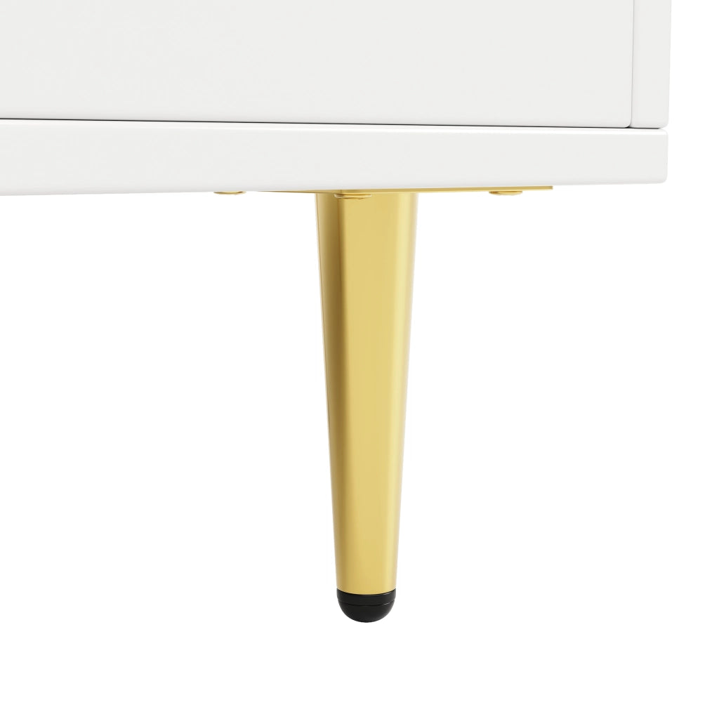 MADIA 145x39x171 cm Bianca in MDF con ante in vetro e portabottiglie
