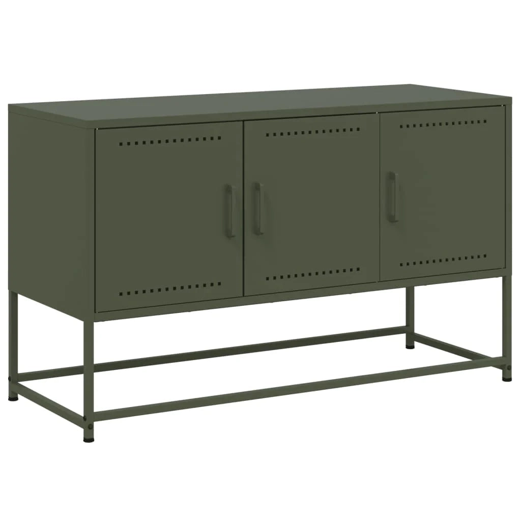 Mobile TV multimediale mensola TV credenza TV sala da pranzo soggiorno camera da letto verde oliva 100,5 x 39 x 60,5 cm acciaio verde 02_0028251