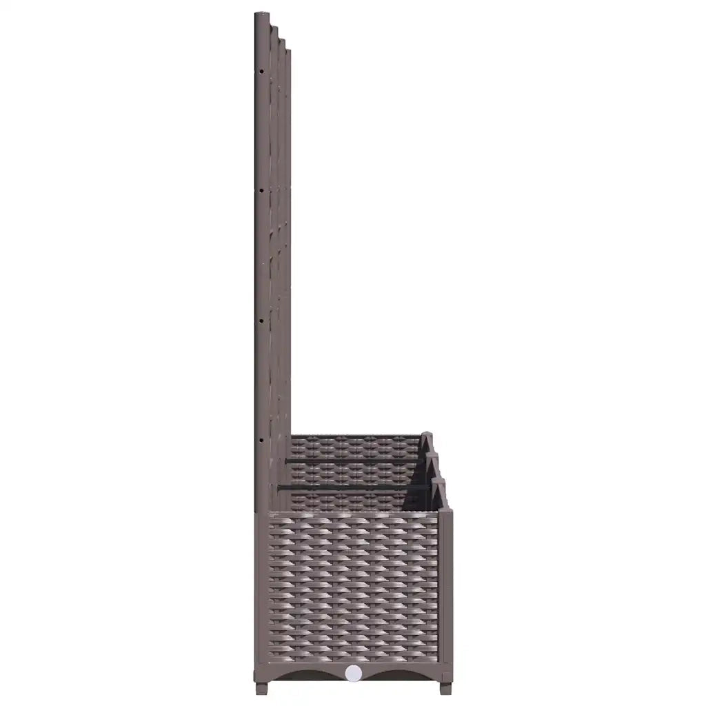 Fioriera | Cassetta per fiori | Vaso da giardino con traliccio marrone 120x40x136 cm PP