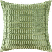 Pacco di 2 copri cuscino decorativi in corduroy, copri cuscino morbidi a strisce in stile boho, decorazione moderna per la campagna per divano, salotto, divano letto, solo copri cuscino (45*45 cm) - verde erba - 45*45cm