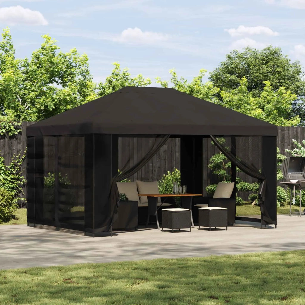 Gazebo 4 × 3 m Antracite Poliestere e Acciaio 190 gsm