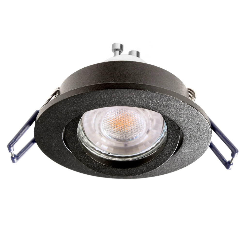Faretto ad incasso LED 8W GU10 nero tondo foro 70mm moderno orientabile luce soffitto ingresso ufficio NERO 3000K