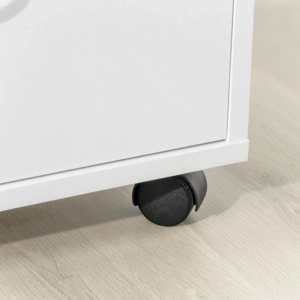 Tavolo stampante con cassetto e porta Carrello Tavolino da salotto Comodino Piccolo Comodino Bianco Comodini L50XP40xA75 cm FBT106-W