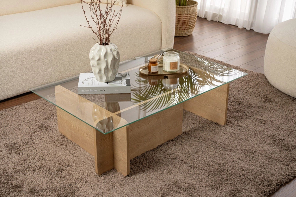 Tavolino da caffè in legno "Flavio" - 105 x 65 x 30 cm - Rovere